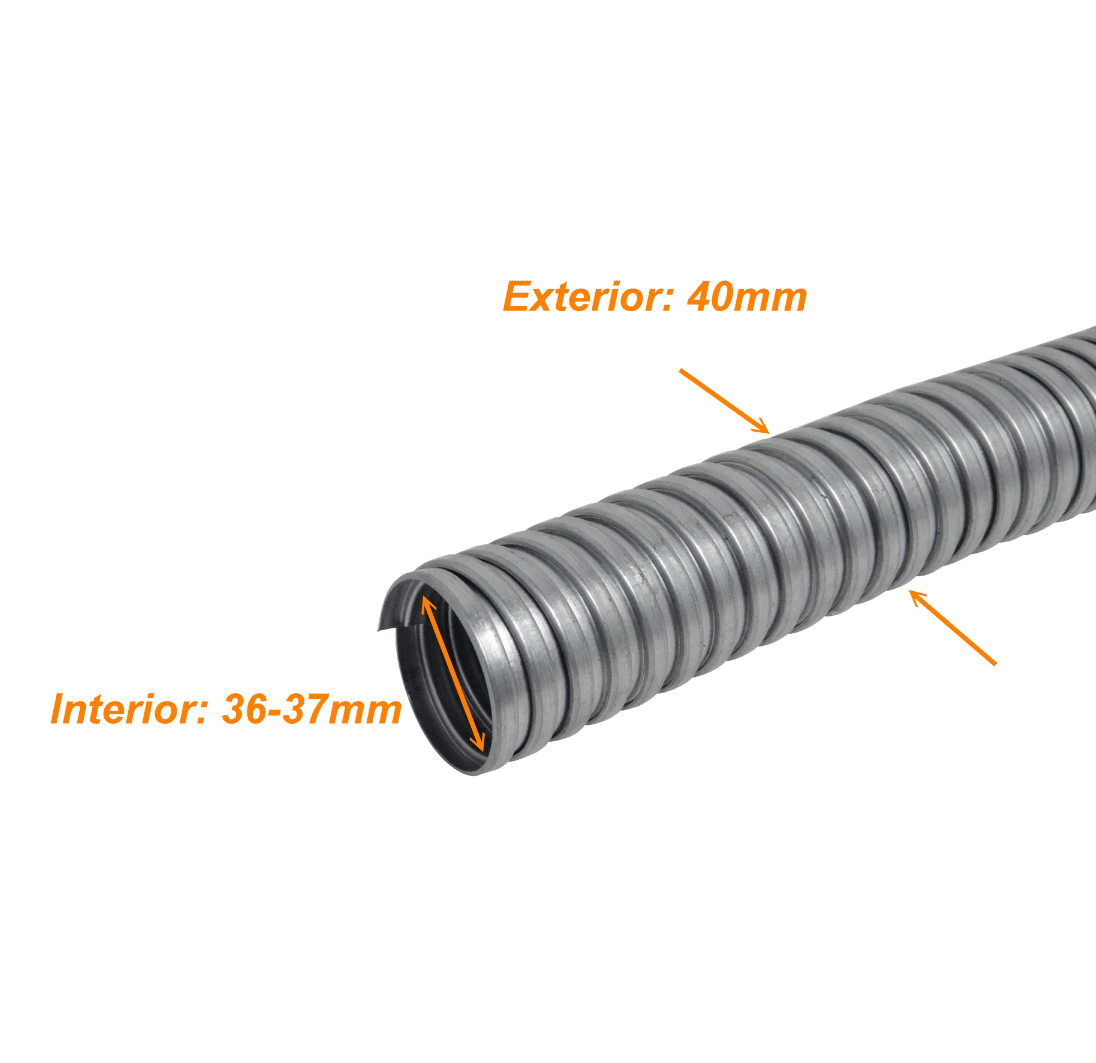 FLEXE40 Exclusivo-Metal 40mm Bobina-30metros Cañería Flexible 1-1/2-Pulgadas