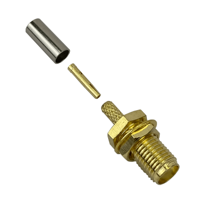 SH1C Conector coaxial crimpeable SMA hembra para cable RG316 y RG174, modelo CA100