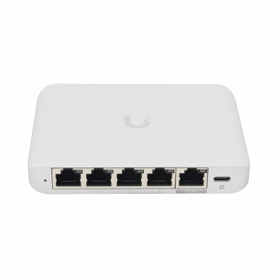 USW-FLEX-MINI2 UBIQUITI 5 Puertos 2.5Gbps PoE-af Entrante Conmutador Capa 2 para interior incluye 5V-USB-C requiere UniFi