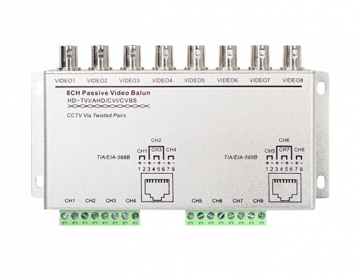 TRAN-8CH Transceptor Pasivo 8-Canales 2-RJ45 8-BNC CVI TVI AHD