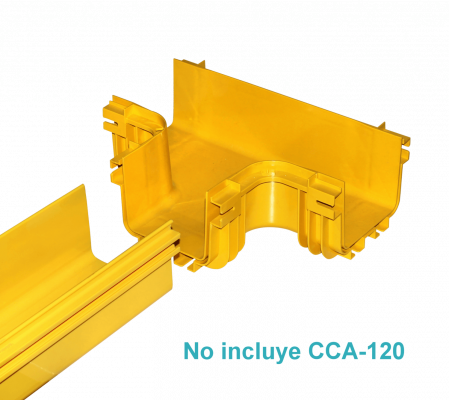 CCA-120-TH. Derivación horizontal en Tee amarilla de 120x100mm PC+ABS LSZH hembra