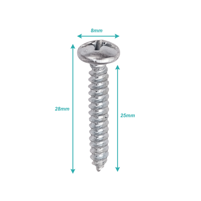 YUR8-08 100 unidades de tornillo para chapa metálica rosca 8, largo 1 pulgada, acabado zinc, código 61743001