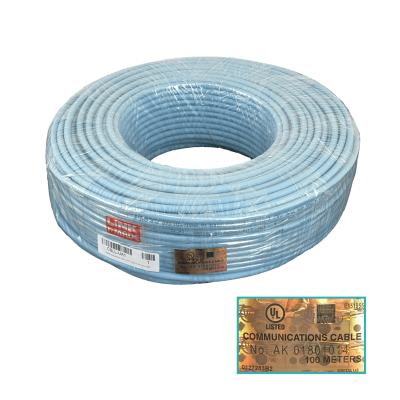 CBLL-UA1 LINKMADE Cable monofilar de cobre UTP Categoría 6, 100 metros, cubierta LSZH color azul, presentado en bobina, fabricado en Taiwán.