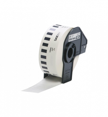 DK2214 BROTHER 12mm x 30,4mt Negro sobre Blanco Rollo-Continuo Autoadhesivo para QL