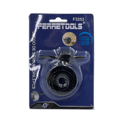 F3253 FERRETOOLS Mecha p/Madera y 4 Fresas Anulares 32mm 38mm 44mm 54mm