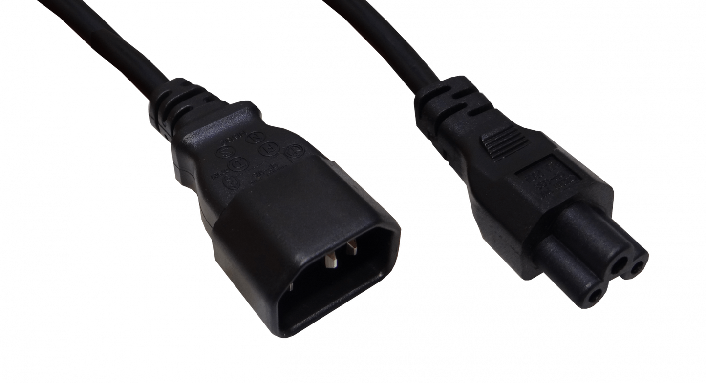 CCMT 1,5mt Negro Trebol-C5-Hembra C14-Macho Cable Poder 6A 3x0,75mm2 150cm