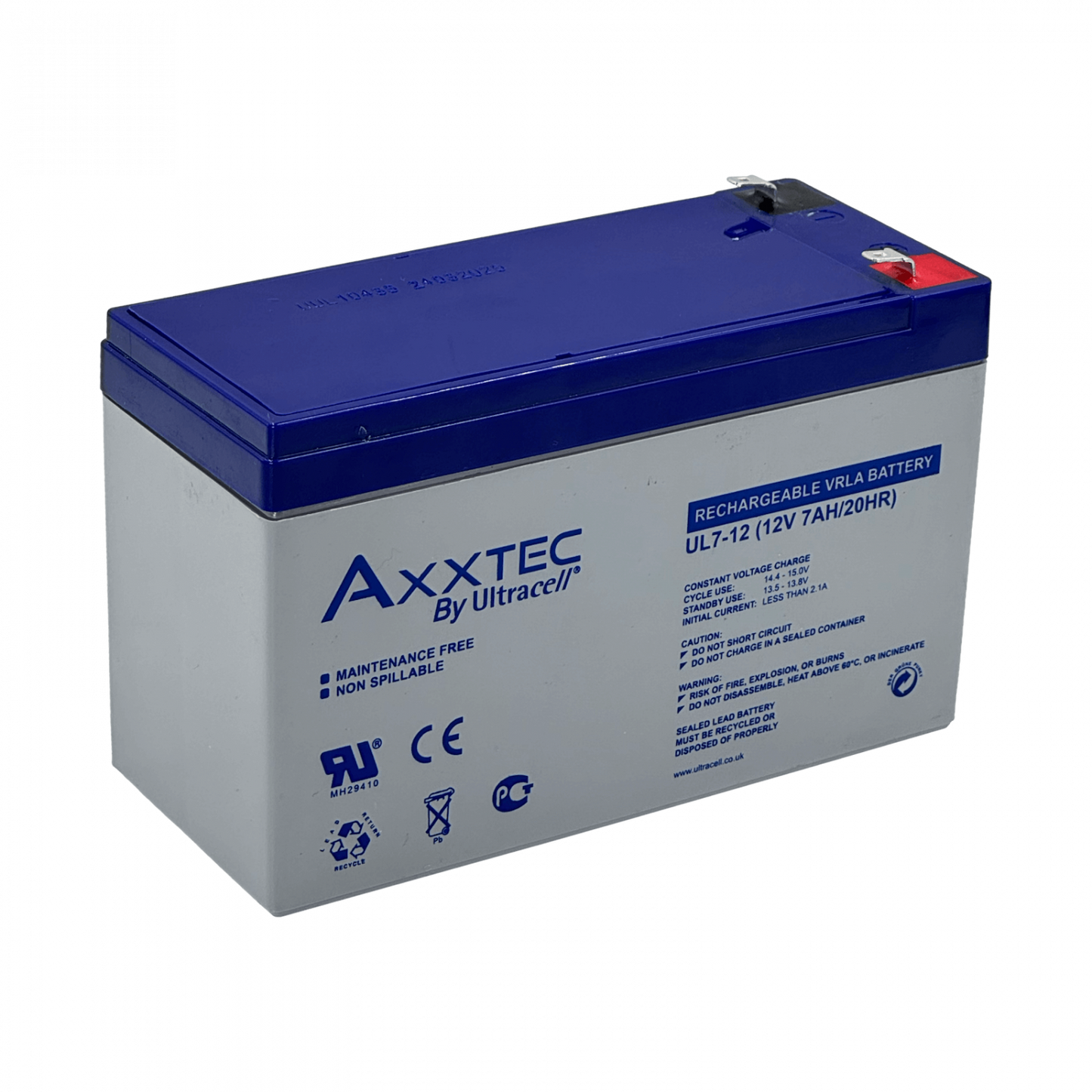 BTA12-72U AXXETEC UL Batería 12V 7Ah Plomo-Ácido Regulada por Válvula AGM