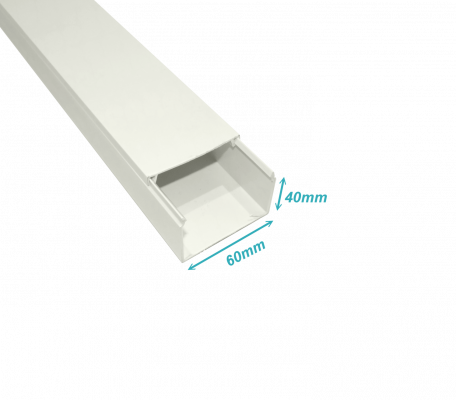 QN6W LINKCHIP Canaleta Plástica PVC 60x40mm 2 Metros Blanca Espesor 1,45mm Sin Divisor CC-6040-W