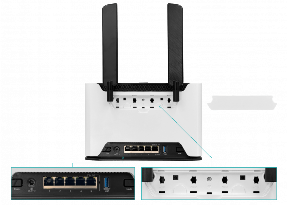 CHATEAU-PRO-AX Router MIKROTIK AX3600 5 Puertos Gigabit (1 PoE-out) USB WiFi6 Doble Banda 2,4/5GHz H53UiG-5HaxQ2HaxQ