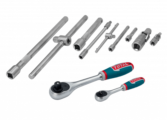 SET-DADO44 TOTAL Juego de 44 dados de 4 a 32mm con 2 trinquetes de 1/4" y 1/2" de 45 dientes ref. THT421441