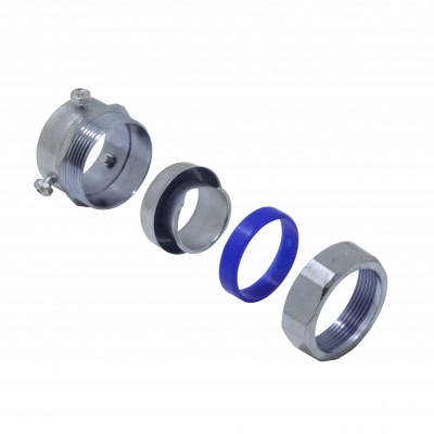 MEMT40 Adaptador metálico de unión de 40 mm para tubo EMT a conduit flexible, rango 28-43 mm a 30 mm