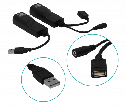 USBU Extension Activa USB2.0 UTP cat5-cat6 50-100mt inc-5V/1A A-M A-H