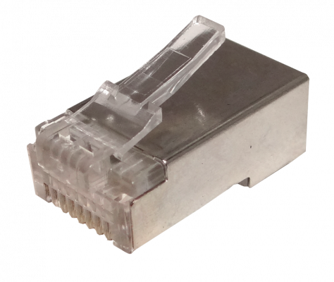 RJS-BC Pack de 100 Conectores RJ45 Cat5e Metalizados Crimpables para Cable FTP/STP