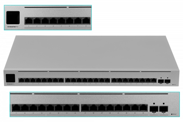 USW-ENTERPRISEXG-24 UBIQUITI 24-Puertos-10G 2-SFP28 requiere-UniFi-v6.1.67 Conmutador Administrable opcional-USP-RPS