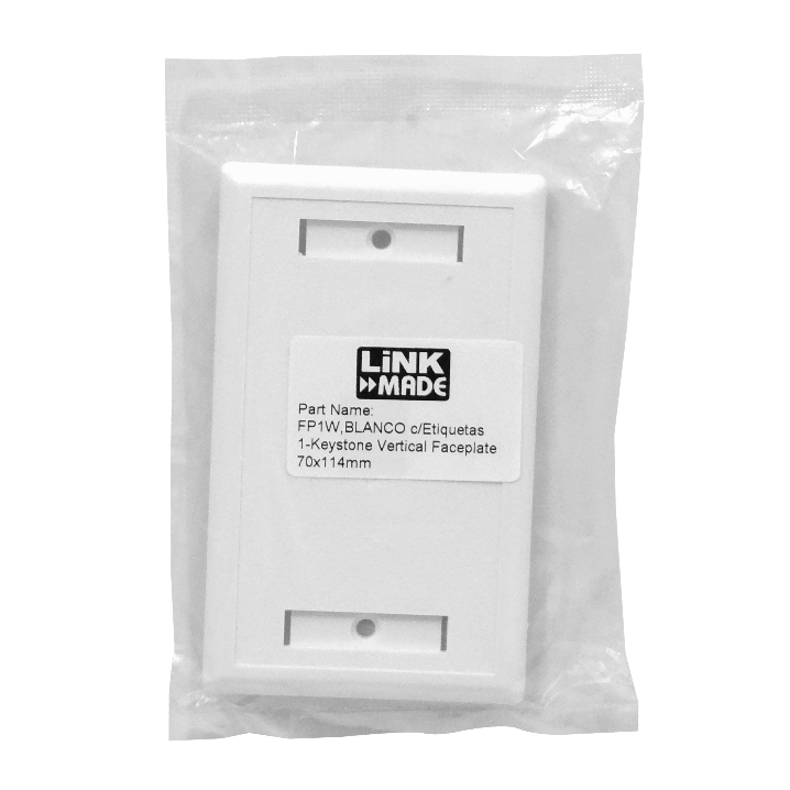 FP1W BLANCO c/Etiquetas 1-Keystone Vertical Faceplate 70x114mm