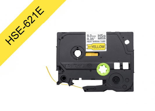 HSE-621E BROTHER Tubo Termocontraíble 1,5 metros Negro sobre Amarillo 9,0mm relación 1,6-5,4mm