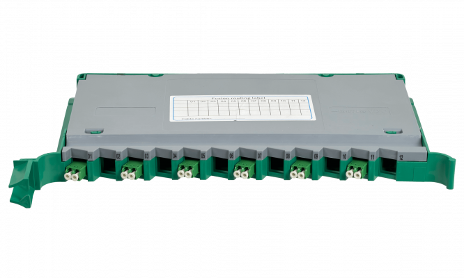 ODF-B Bandeja 12-LC/APC para Cabecera tipo ODF incluye pigtails-SM y coplas