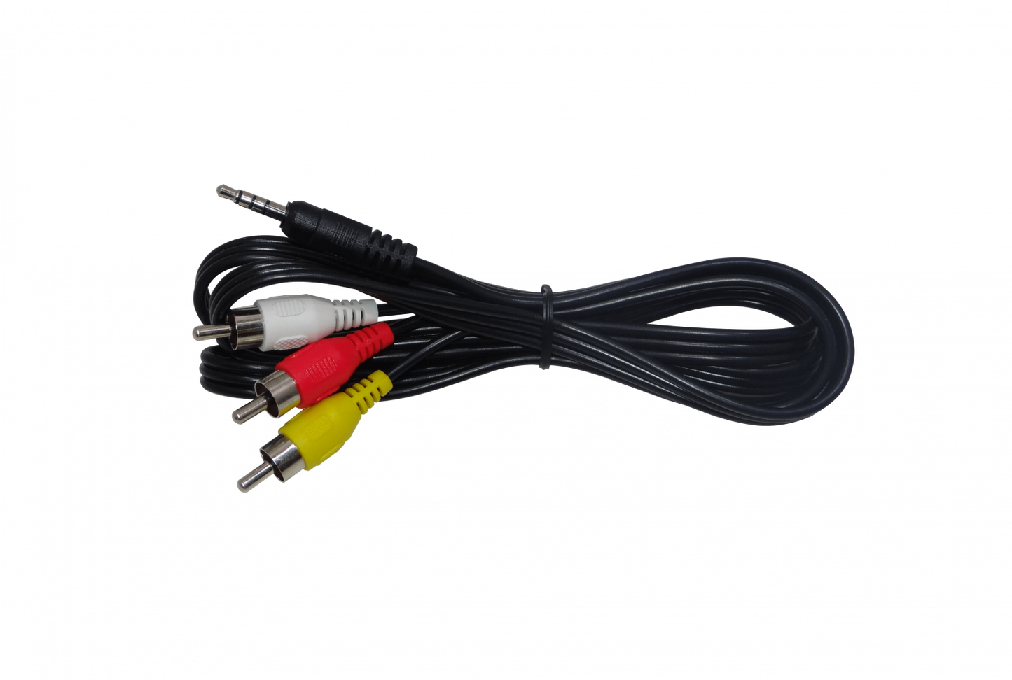 AV-2MR Cable de Audio y Video de 1 Metro, Conector Macho 3.5mm a 3 Conectores RCA Macho, Plug Phone de 1/8