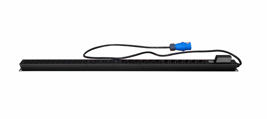 PDU-VERTICAL. Distribuidor eléctrico vertical 32A 8000W 12-C13 4-C19 12-Schuko/6-IH Medición/Volt-Amp 1x32A