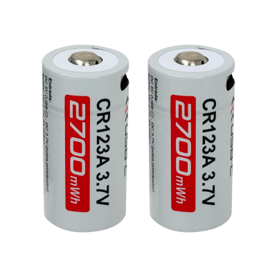 CR123-C 2-unidades Baterías 3,7V USB-C Recargable 2700mWh 16x32mm Litio Pila/Acumulador