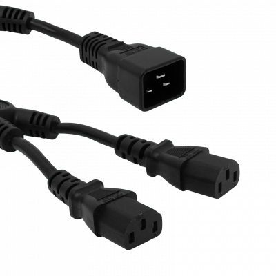 CDMC2 2-C13-Hembra-10A 1-C20-Macho-16A Cable Poder 8+5cm Negro