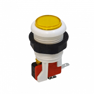 BOTON-AM Amarillo Arcade Interruptor Momentáneo 27mm NA N/C 2-terminales