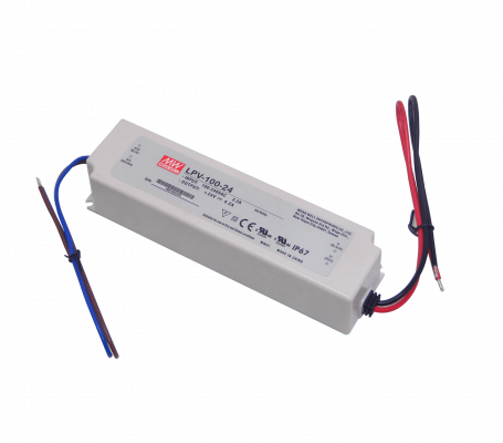 LPV-100-24 MEANWELL 24V 100,8W 4,2A 100-240VAC Fuente de Alimentación Plástica IP67 Sellada
