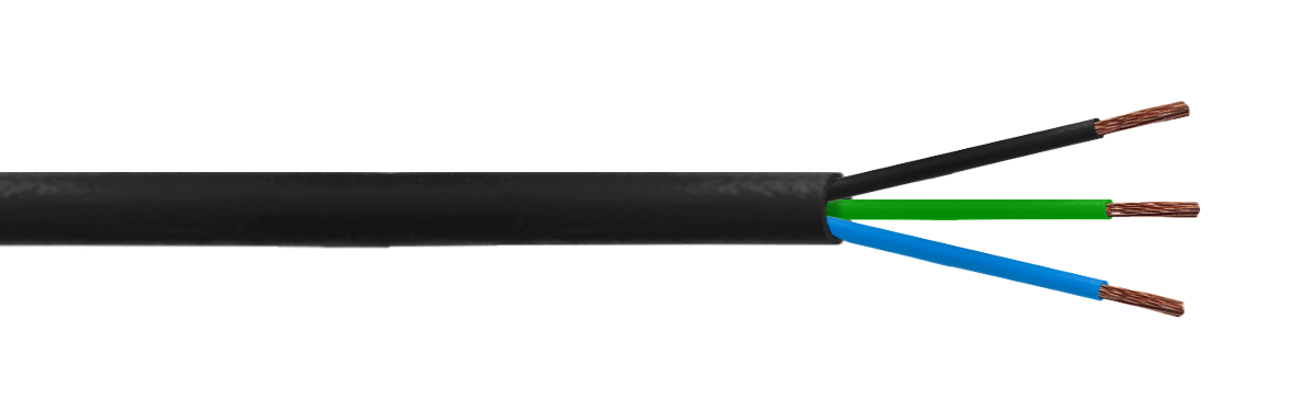 CORDON1 Negro 3x1,0mm 100 metros Conductor Eléctrico Flexible RVV 8-10AMP 17AWG 3x1.0mm