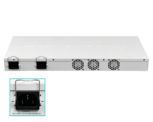 CRS326-24S+2Q+RM MIKROTIK Conmutador Rack 24 Puertos SFP+ 10G 2 Puertos QSFP+ 40G 1 Consola 100Mbps Licencia L5 Doble Fuente Alimentación