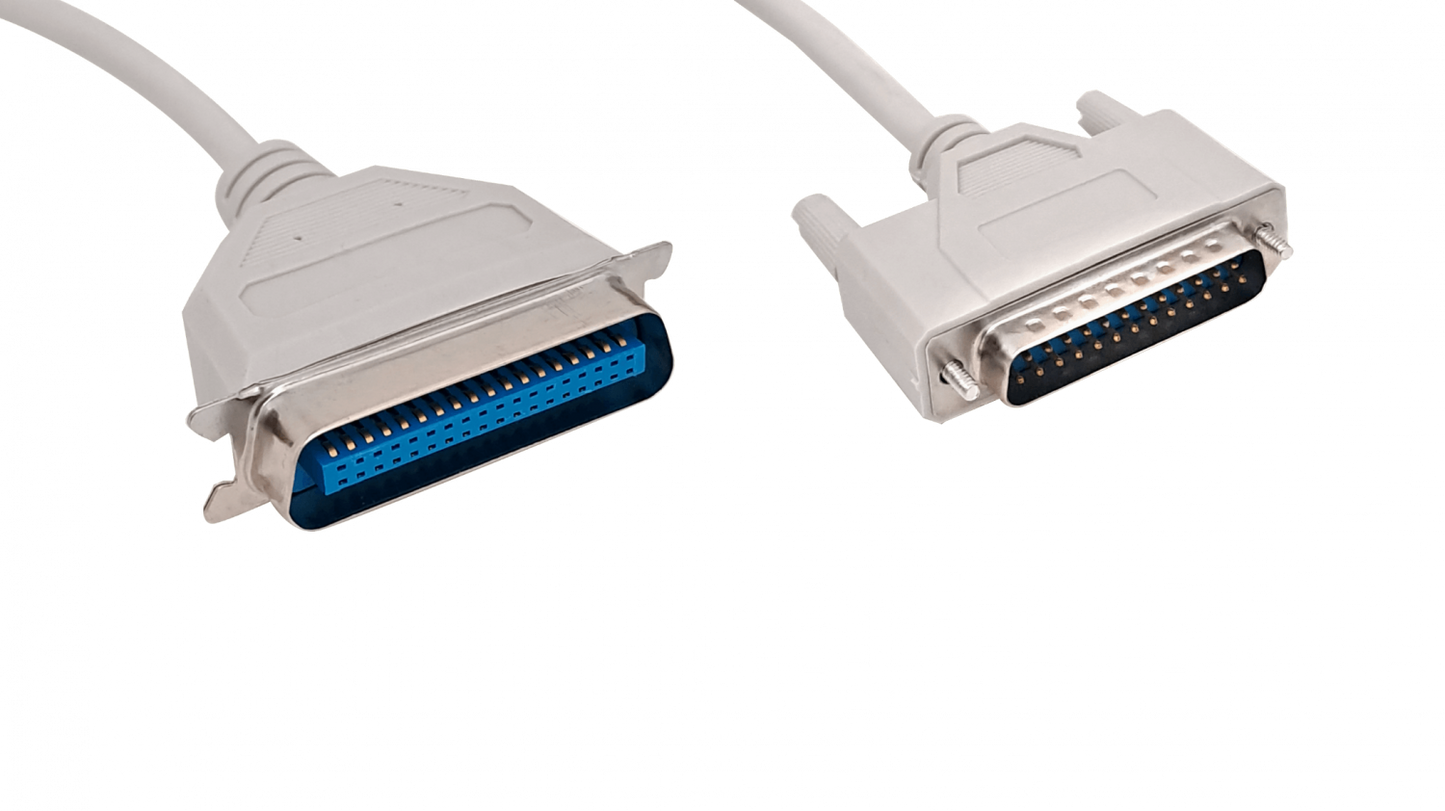 DB25CEN363 Cable Paralelo 2,5mt p/Impresora DB25-Macho CEN36 Gris VW-1 Centronics