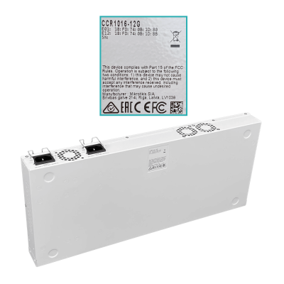 CCR1016-12G MIKROTIK Req-cabl 16-1.2GHZ 12-1000 1-USB 1-RS232-DB9 L6 2GB LCD-TOUCH