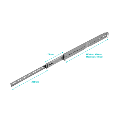 RIEL-3. 2U Fondo-490-750mm Riel de Rack deslizable-455mm Soporta-30Kg