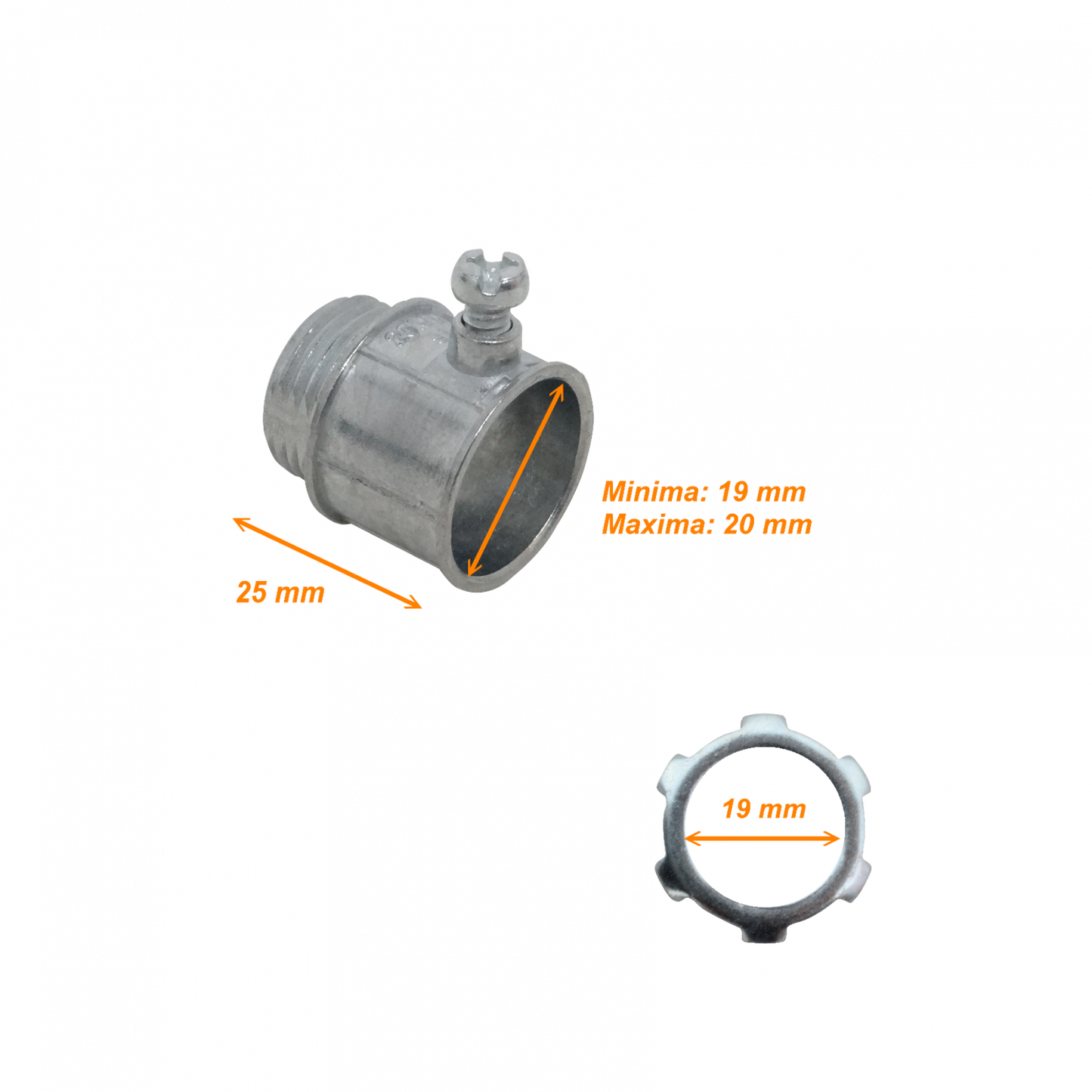 EMT20-SA 20mm Zinc Salida Caja c/Hilo para Conduit Rigido Metalico