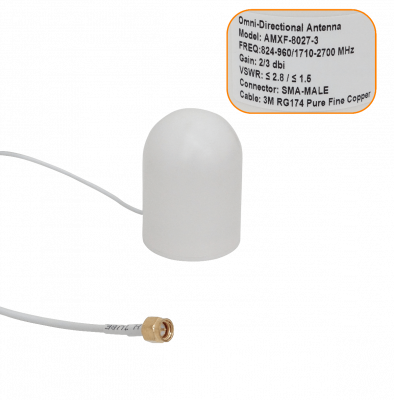 NMO-A Antena Omnidireccional 2-3dBi 824-960/1710-2700MHz 4G Conector-SMA-Macho 3mt Base-Imanada