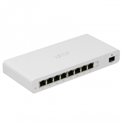 UISP-R UBIQUITI Micro-enrutador PoE 8 puertos Gigabit 24V 110W totales 1 SFP Bluetooth incluye fuente 27V/120W