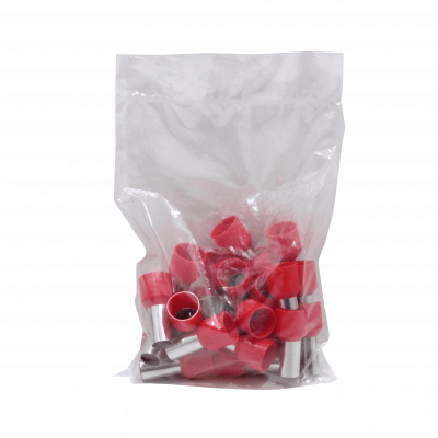 E35-16-R Terminal Ferrul Aislado de Color Rojo para Crimpar, Calibre AWG2 (35,0mm²) con 16 Hilos de 30,0mm, Paquete de 25 Unidades
