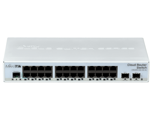 CRS326-24G-2S+IN MIKROTIK Enrutador de Capa 3 y Switch 24 Puertos 1000Base-T 2 Ranuras SFP+ 10G Puerto de Consola Licencia L5 Sobremesa