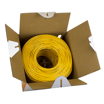 CB6L-UM3 Cable unifilar CAT6 UTP color amarillo de cobre con cubierta de PVC en caja de 300 metros fabricado en Taiwán por LINKMADE