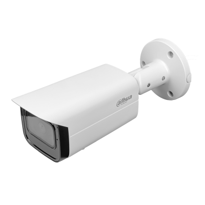 HFW5541. DAHUA Cámara Tipo Bala 5MP lente fijo 3,6mm certificación IP67 alimentación PoE alcance iluminación infrarroja 80 metros compresión H.264 Cámara IP con inteligencia WizSense conector TP