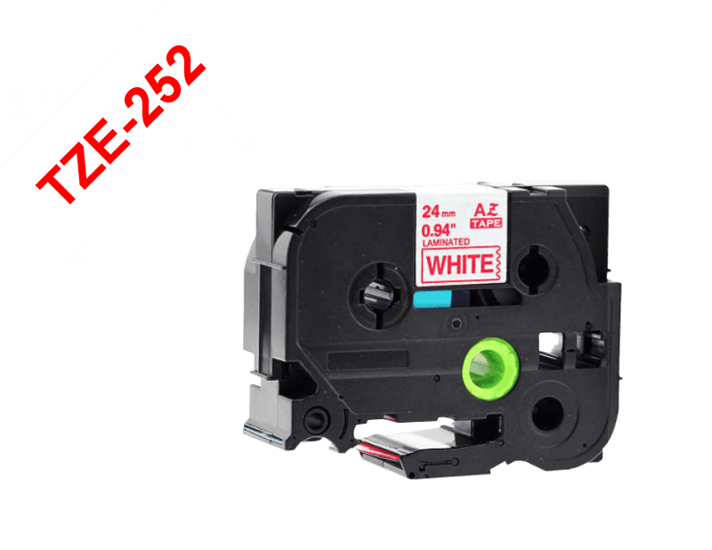 TZE-252 BROTHER 24mm Rojo sobre Fondo Blanco Cinta 8mt para-PT-E550WVP/D600VP/P900W