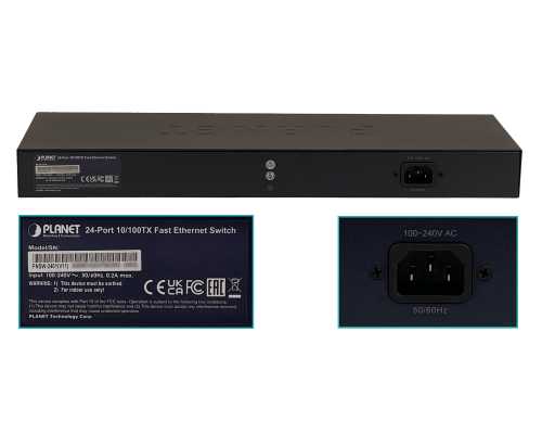 FNSW-2401 PLANET 24-100 Conmutador no-Gestionable-Capa2 Bastidor 220V-Directo Selector-de-4-modos