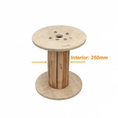 CARE-2 Bobina Vacía de Madera de 60cm de Diámetro y 70cm de Ancho para Cable de Fibra Óptica