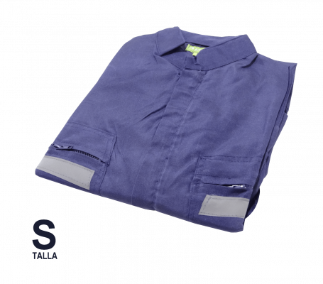 OVEROL-SA S Overol de popelina poliéster azul talla 42/44 para altura 168cm con cintas reflectantes