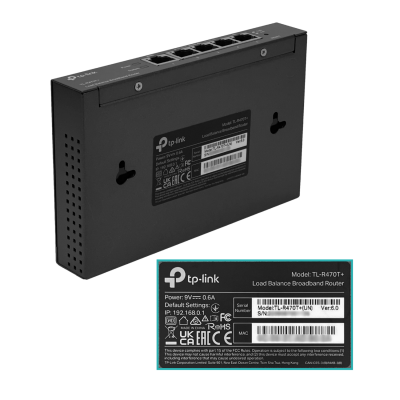 TL-R470T+ Router TP-LINK 1 Puerto 10/100 1 WAN 3 WAN/LAN Balanceo de Carga Alimentación 100-240VAC Sin Soporte para Rack