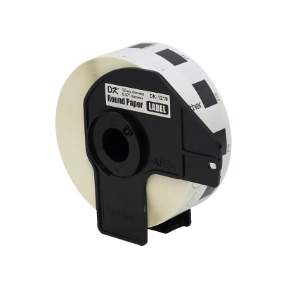 DK1219 Brother 12mm-Diámetro 1200-Rótulos Adhesivos Papel Blanco para-QL