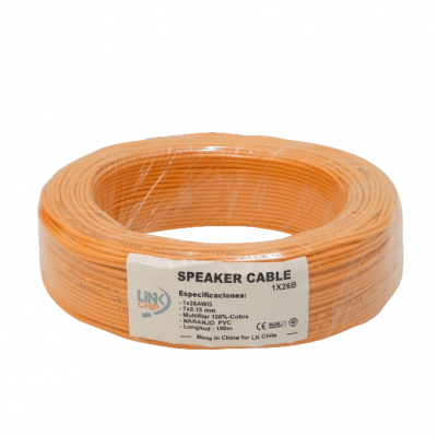 1X26B Naranja Cable unipolar 1x26AWG cobre sección 0,13mm2 bobina 100 metros conductor compuesto por 7 hilos de 0,15mm