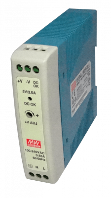 MDR-20-5 MEANWELL 5VDC 15W 3A Ajustable Ancho-24mm Carril-DIN Fuente-Alimentacion