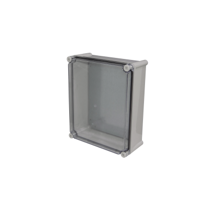 TJ-AT-3428. TIBOX 340x280x130mm Caja ABS IP66 Tapa-Transparente c/Placa-Aluminio