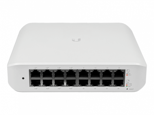 USW-LITE-16-POE UBIQUITI Conmutador de Escritorio 45W-total 16 Puertos-1000-8-PoE+48af/52at requiere-UniFi