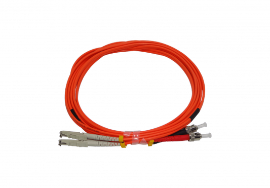 JFMET3 Latiguillo de Fibra Óptica Multimodo OM1 Dúplex 3 metros E2000/UPC a ST/UPC Núcleo 62.5/125µm